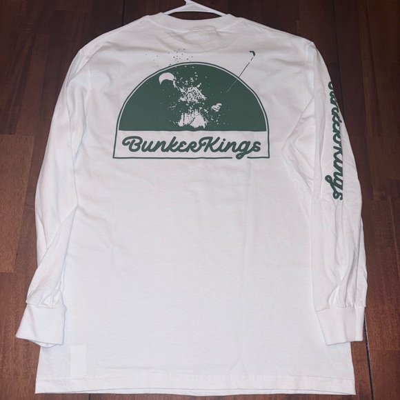 Bunker Kings Golf Club White Long Sleeve Shirt with Green Accents - Picture 2 of 2